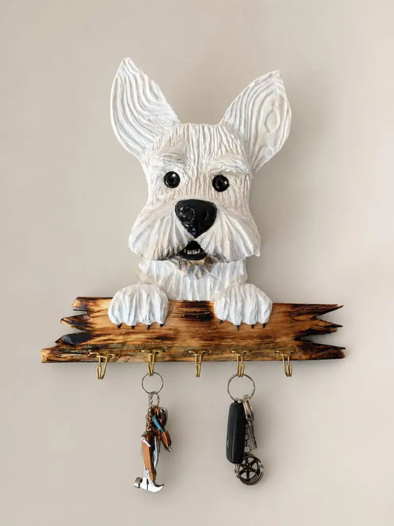 Handgemaakte houten sleutelhouder hond El Amigo Fiel van Pimpan Artesano