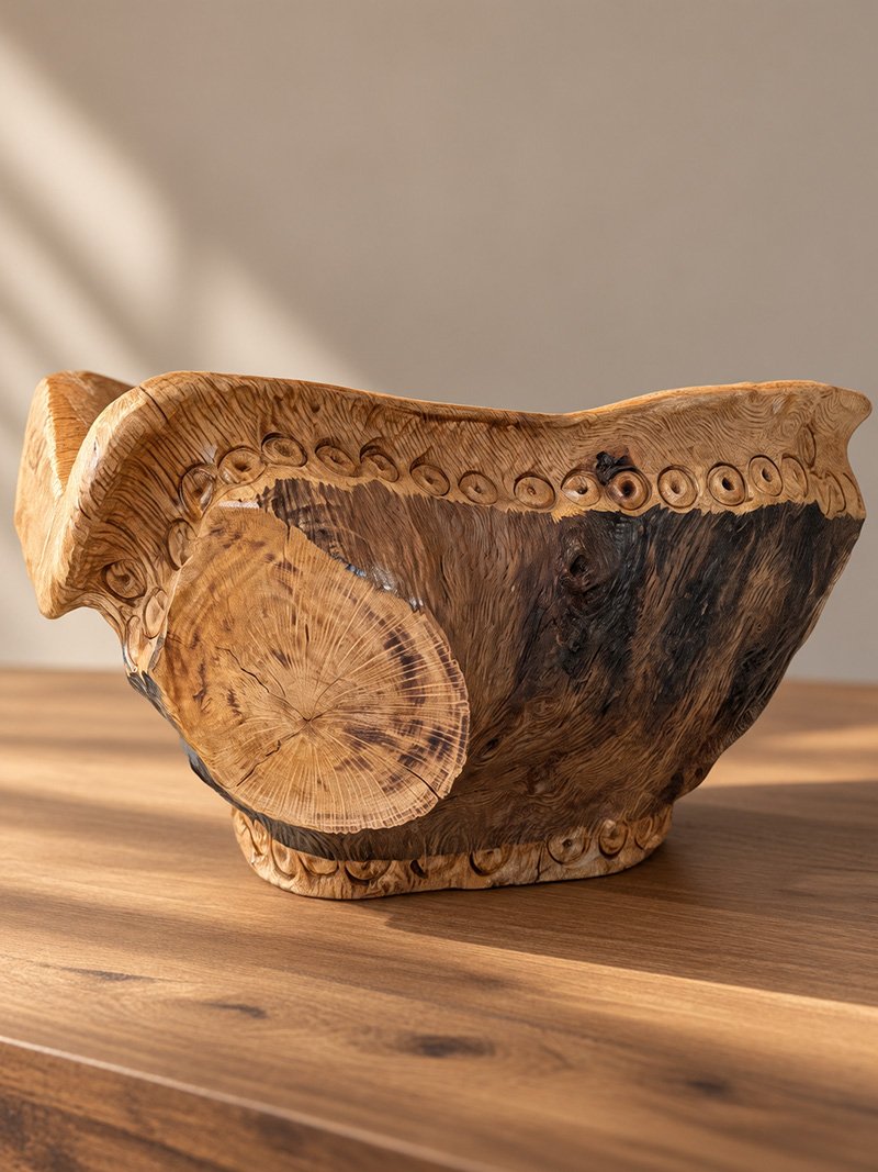 Alma de la Tierra is een unieke, handgemaakte houten design fruitschaal