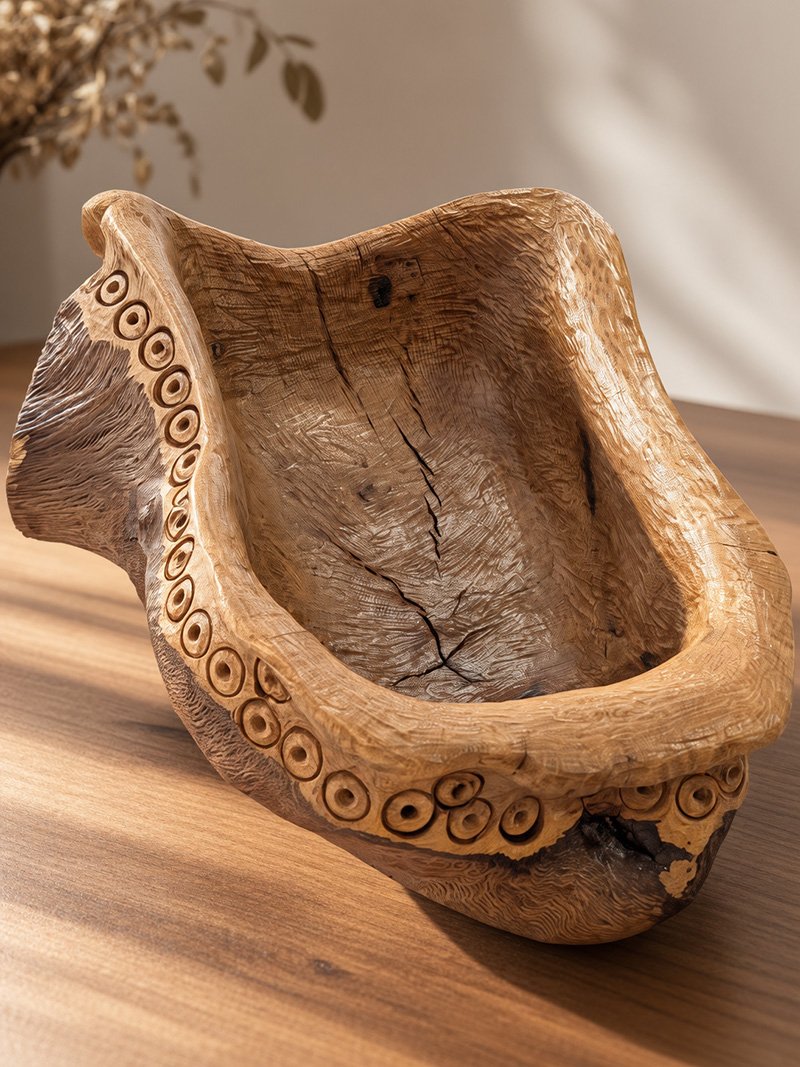 Alma de la Tierra is een unieke, handgemaakte houten design fruitschaal