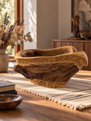 Alma de la Tierra is een unieke, handgemaakte houten design fruitschaal