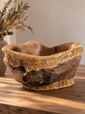 Alma de la Tierra is een unieke, handgemaakte houten design fruitschaal