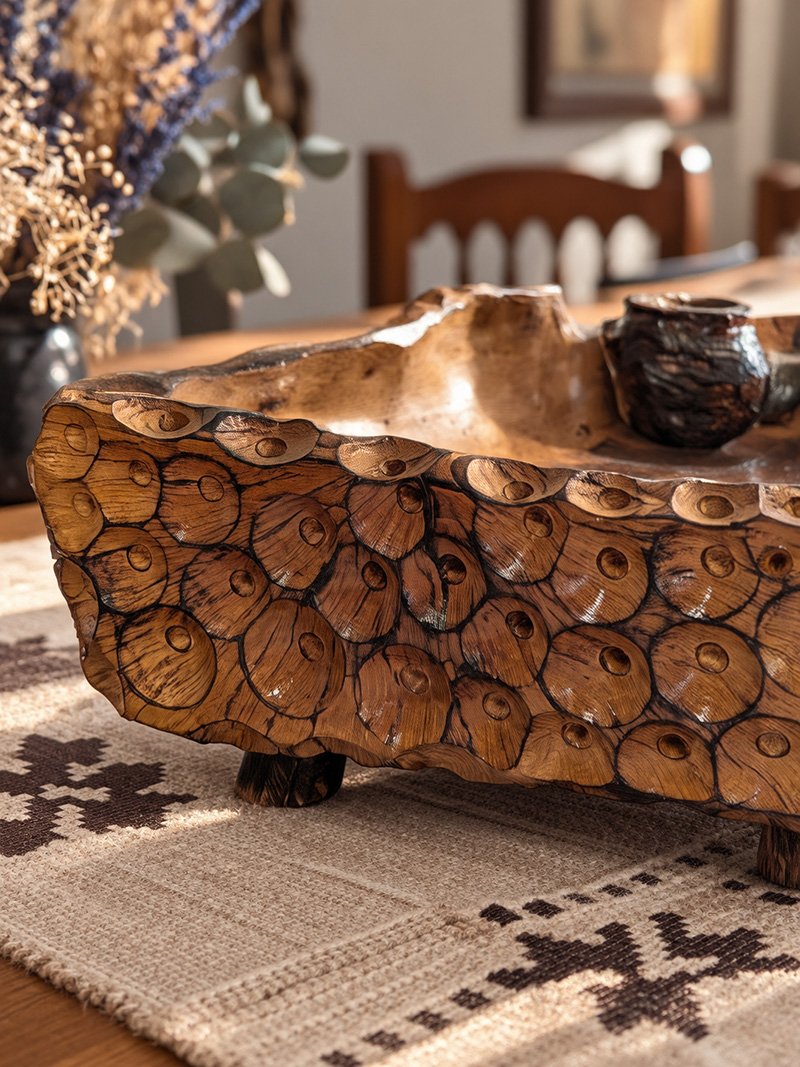 Flores de la Tierra is een exclusieve, handgemaakte houten kunstschaal
