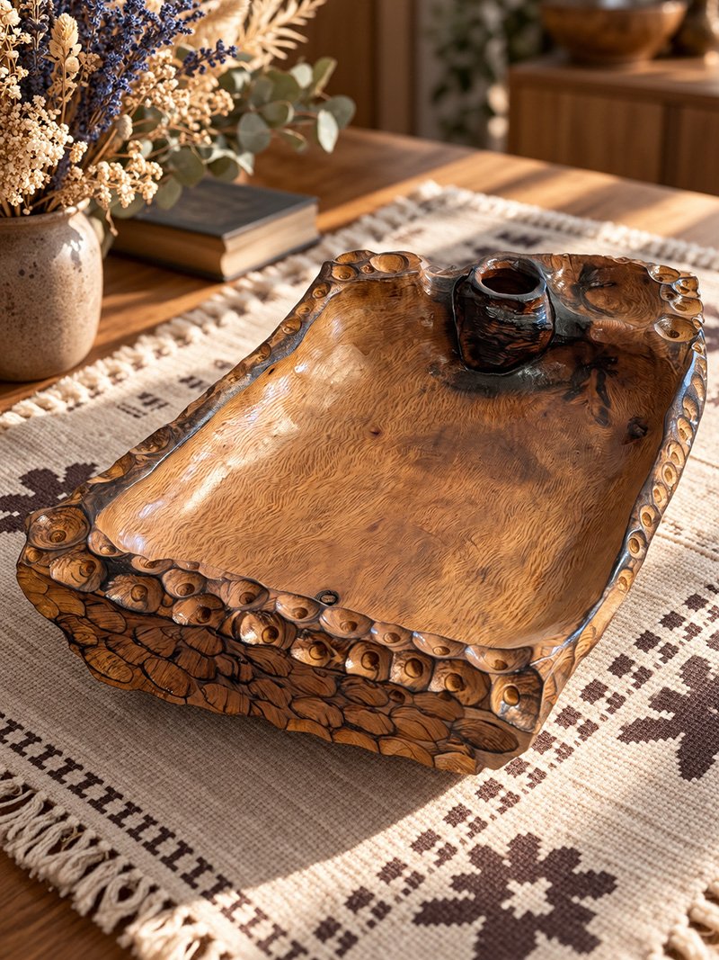 Flores de la Tierra is een exclusieve, handgemaakte houten kunstschaal