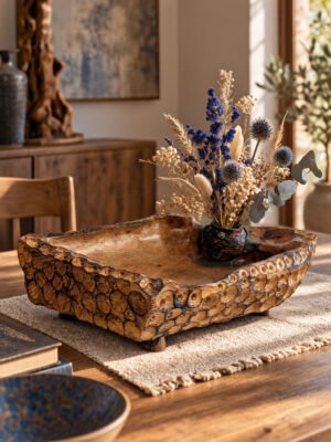 Flores de la Tierra is een exclusieve, handgemaakte houten kunstschaal