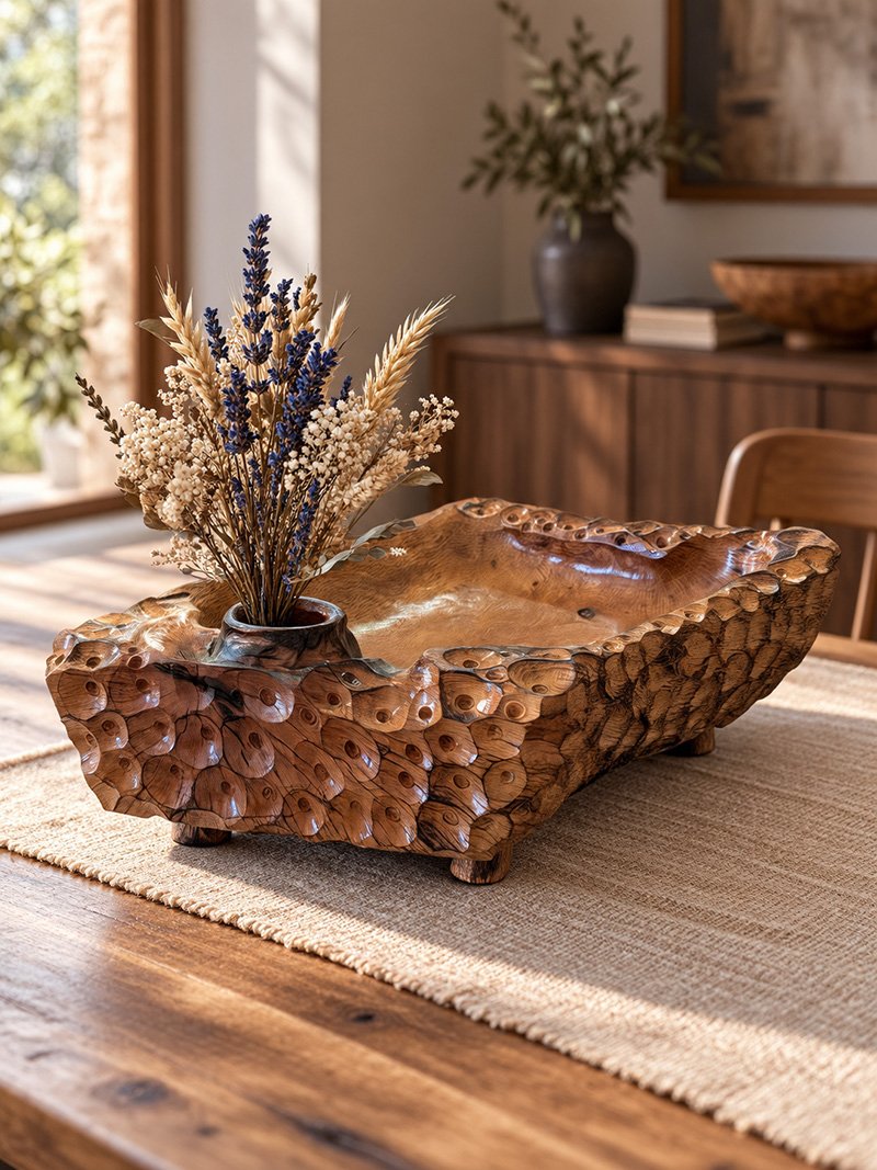 Flores de la Tierra is een exclusieve, handgemaakte houten kunstschaal