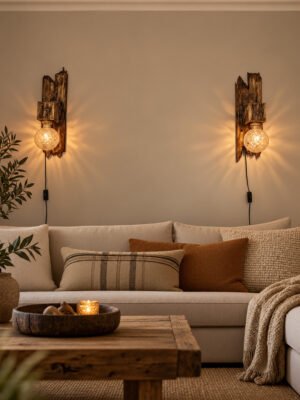 Luz Quebrada | Handgemaakte houten wandlampen – set van 2